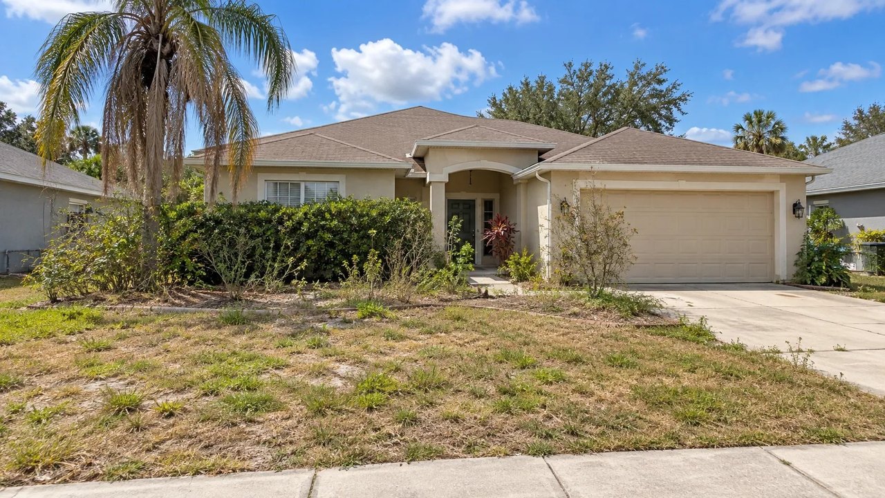 One tired Florida front yard reimagined as three low-maintenance landscaping looks, from an easy-care tropical lawn to a native garden and a modern gravel garden