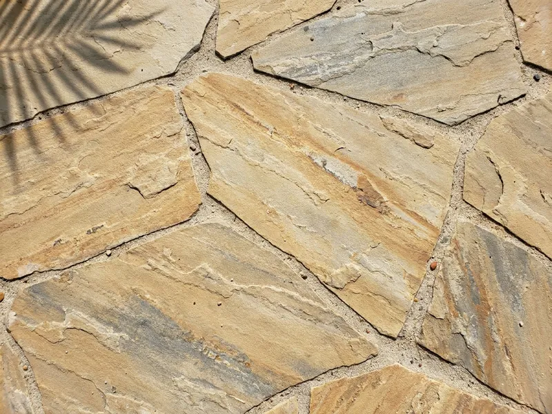 Flagstone paver patio with irregular natural stone